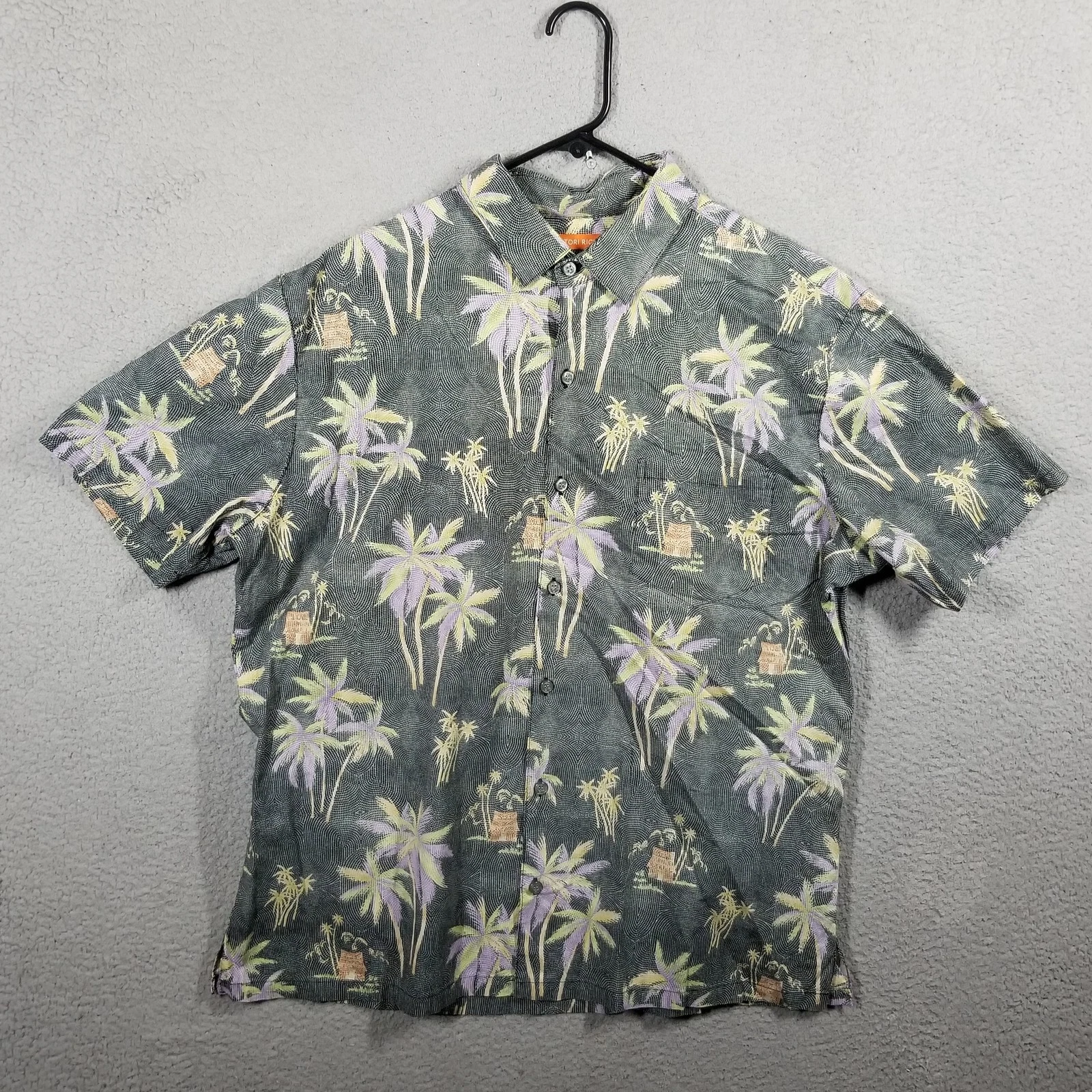 Tori Richard Shirt Mens XL Palm Tree Hawaiian Button Up Lawn Made in USA