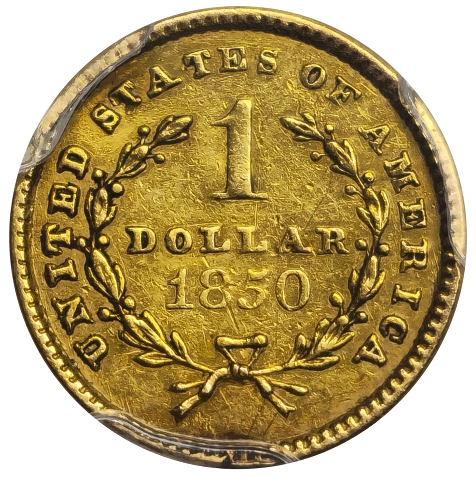 1850 US $1 One Dollar Liberty Head Dollar .900 Gold Coin Type I PM0155 - Image 2 of 4
