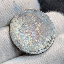 1866 Great Britain DARK Silver Gothic Florin Choice Rainbow Toned Queen Victoria