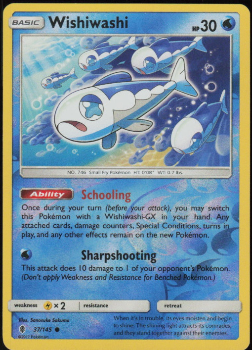 Wishiwashi 37/145 Common Guardians Rising Pokemon Reverse Holo - NM/M