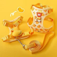 Cartoon Duck Dog Harness and Leash Set Adjustable Puppy Collar Strap Cat Harness
