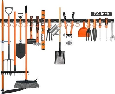 HORUSDY 64 Inch Adjustable Storage System, Wall Mount 64 inch, Black,Orange 