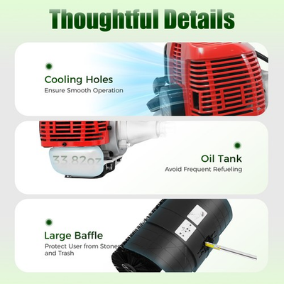 #ad 52cc Handheld 2.3HP Gas Power Sweeper Broom Snow Dirt Driveway Walkway Clean $194.93