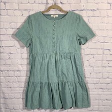 Madewell Embroidered Eyelet Button-Front Tiered Mini Dress Boho Dainty Size S