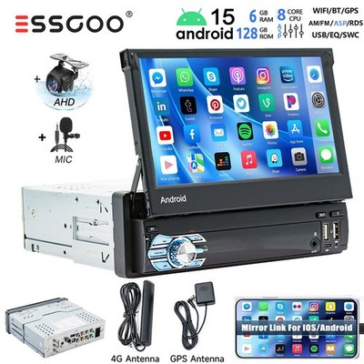Carplay GPS Navi MIK RDS Bluetooth 8-Kern 6+128GB Android 15 Autoradio 1 DIN 4G