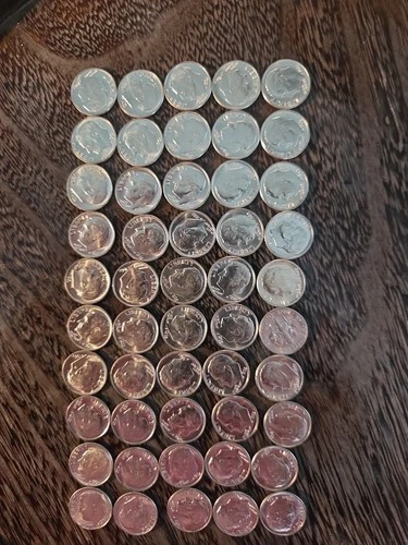 1962 (P) Silver Roosevelt Dimes Uncirculated - 50 One roll