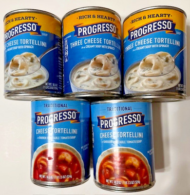 NEW 5 CANS of PROGRESSO Soup - 3/Cheese Tortellini and 2/Three-Cheese SHIPS FREE