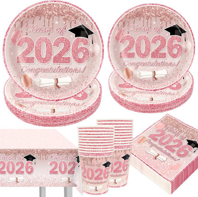 Pink Graduation Decorations Class of 2026, Rose Gold