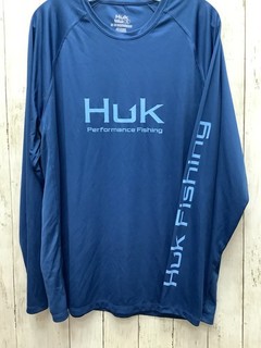 Huk Men's Pursuit Vented Performance Long Sleeve Fishing Shirt Blue Size XL