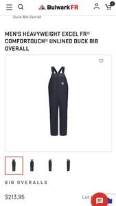 Bulwark Heavyweight Excel FR 2112 Comfortouch Unlined Duck Bib Overall BLF8 S-SH