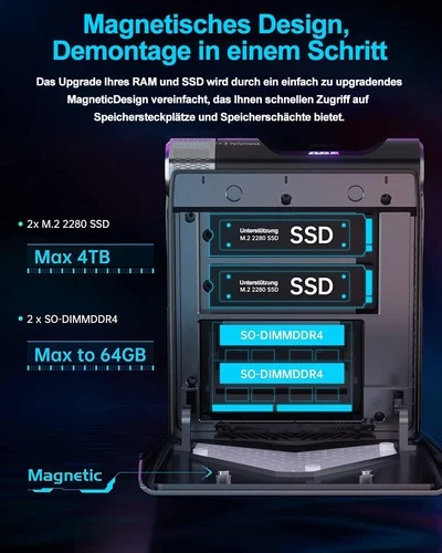 ACEMAGIC S3A MINI PC AMD Ryzen 7 5825U 32GB Dual DDR4 512GB SSD WiFi6 Win11 PRO - Bild 4 von 10