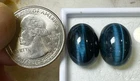 Vintage Pair 24.11ct Natural Earth ? Blue Tigers Eye 18 X 13 Fine Quality