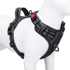 PHOEPET No Pull Dog Harness Medium Reflective Front Clip Vest with Handle BLK