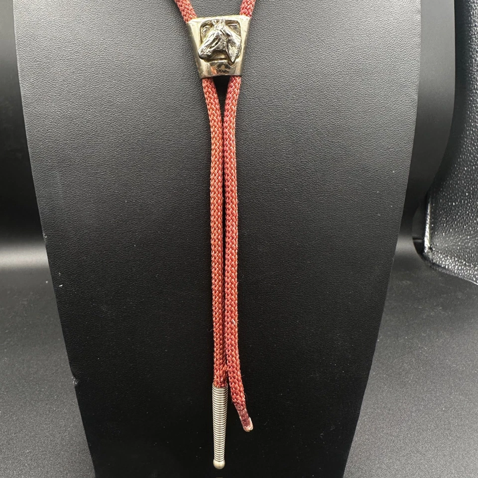 Collar de corbata bolo calavera caballo occidental vintage estilo retro 32"" Foto 4 de 4