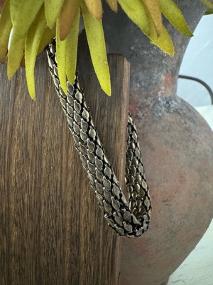 Vintage Textured Multi-Strand Mesh Chain Necklace In Antiqued Silver Color