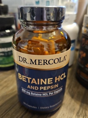 Dr Mercola Betaine HCL and Pepsin; Digestive Support, Detox; EXP 12/26