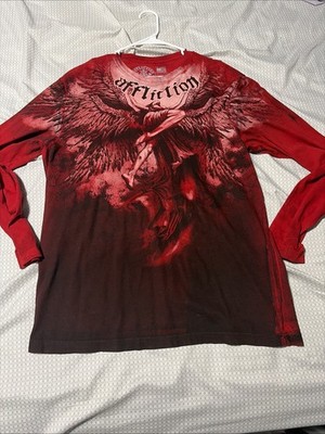 affliction red  long sleeve t shirt