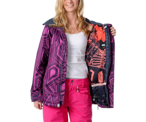 Volcom Ayers Insulated Jacket Womens Snowboard Ski 15k Waterproof XS Purple $200 - Picture 2 of 4
