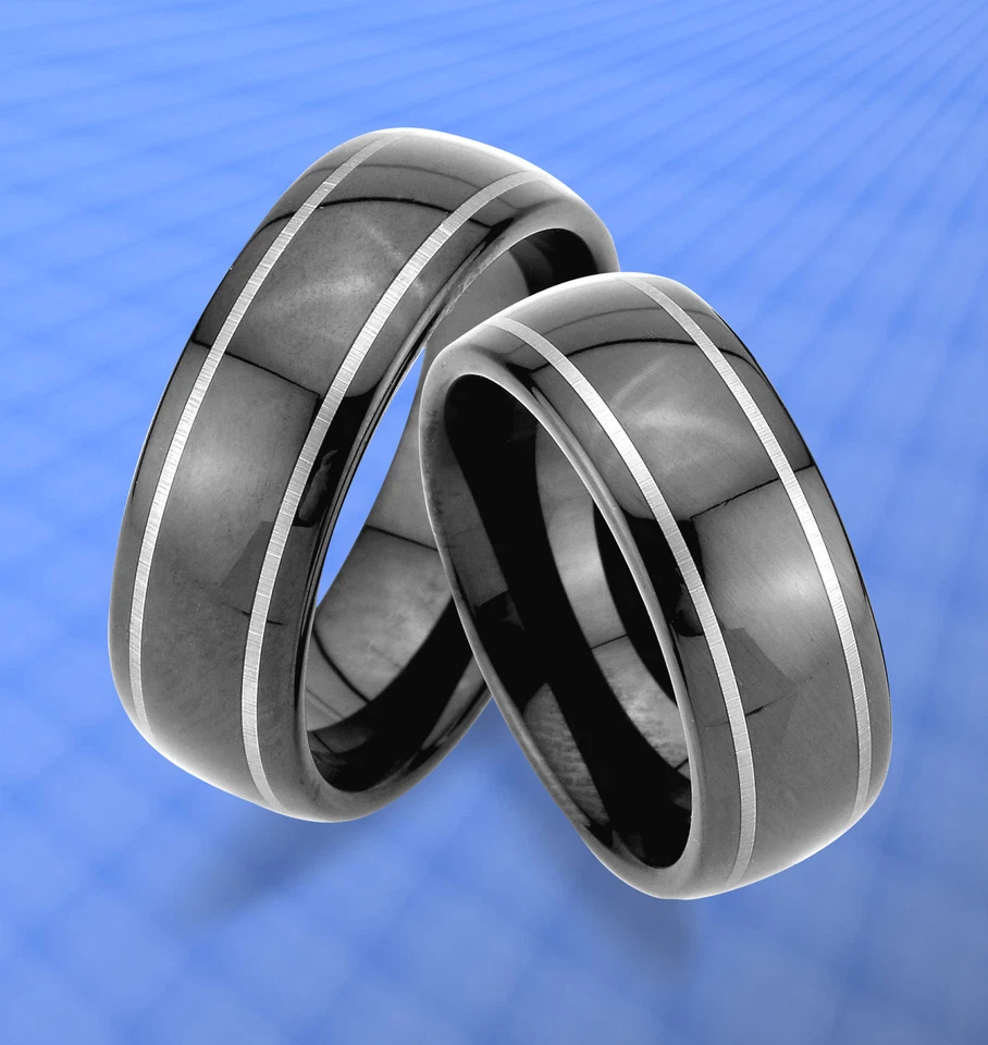 2 WOLFRAM TRAURINGE & GRAVUR GRATIS , RINGE , KRATZSFEST , Black Line , JW36 - Bild 1 von 2