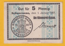 Schwersenz -Stadt- 5 Pf. vom 1.01.1917,  Firma 15 mm
