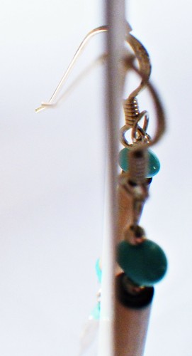SCHMUCK-STCK Ohrringe Durchzieher Ohrhänger Silber Bambus snth. Türkis - Picture 3 of 3