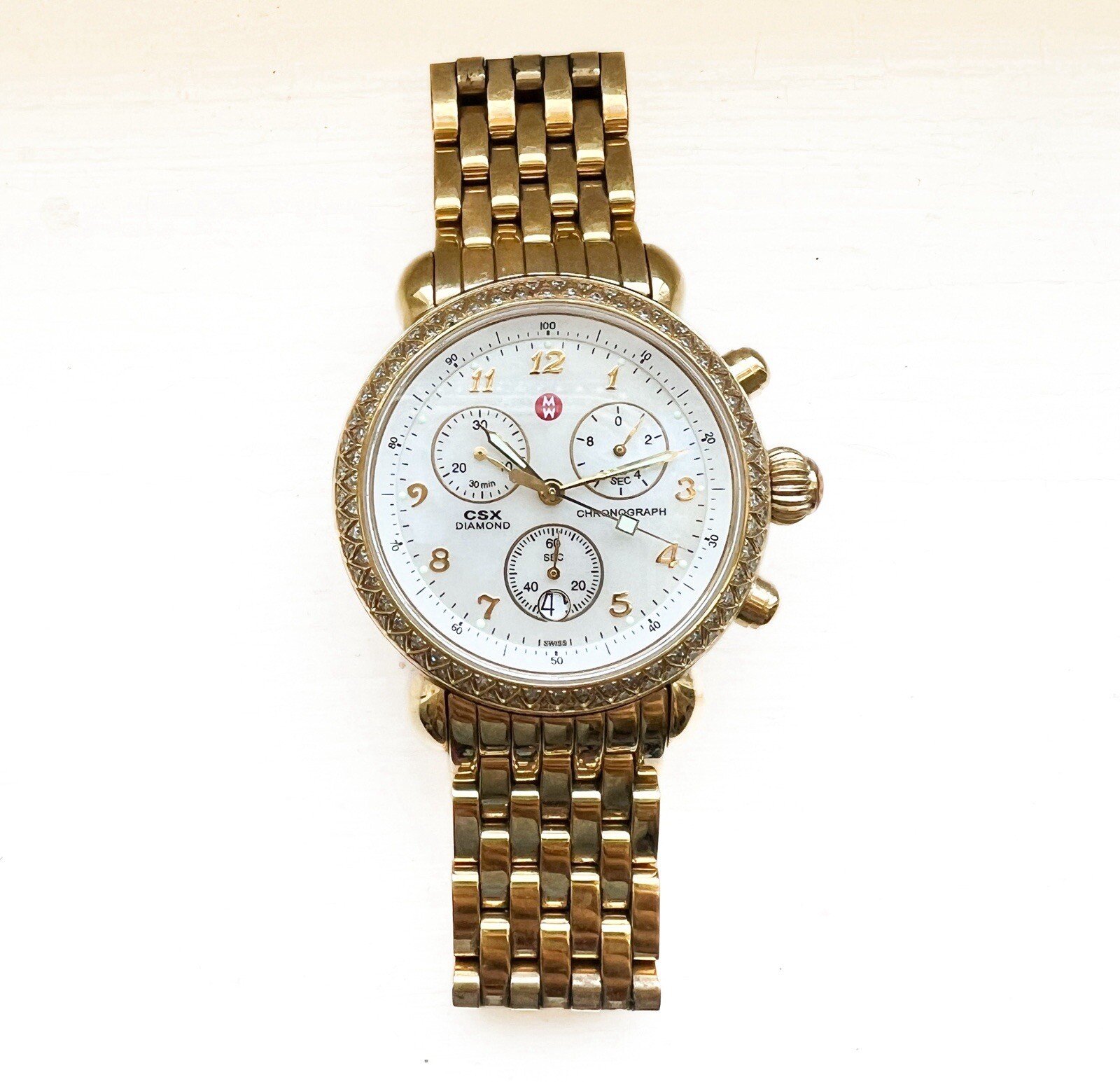 MICHELE CSX Diamond Watch 36mm Chronograph Date Pearl Dial for 
