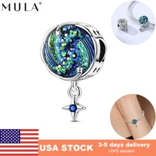 MULA European Cosmic nebulaDIY Charm Blue AAA CZ for Bracelet 925 SterlingSilver