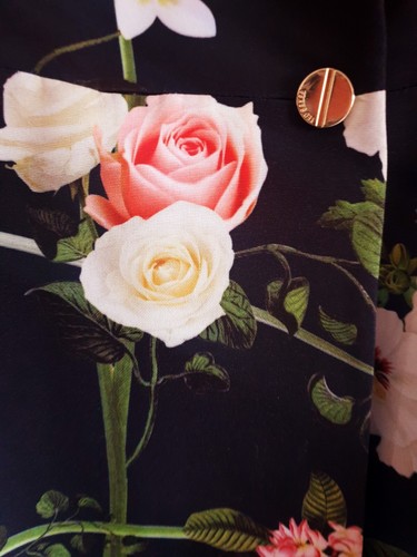 New Ted Baker Secret Trellis Black Textured Floral Satin Dress Coat UK 10 TB 2 - Picture 21 of 24