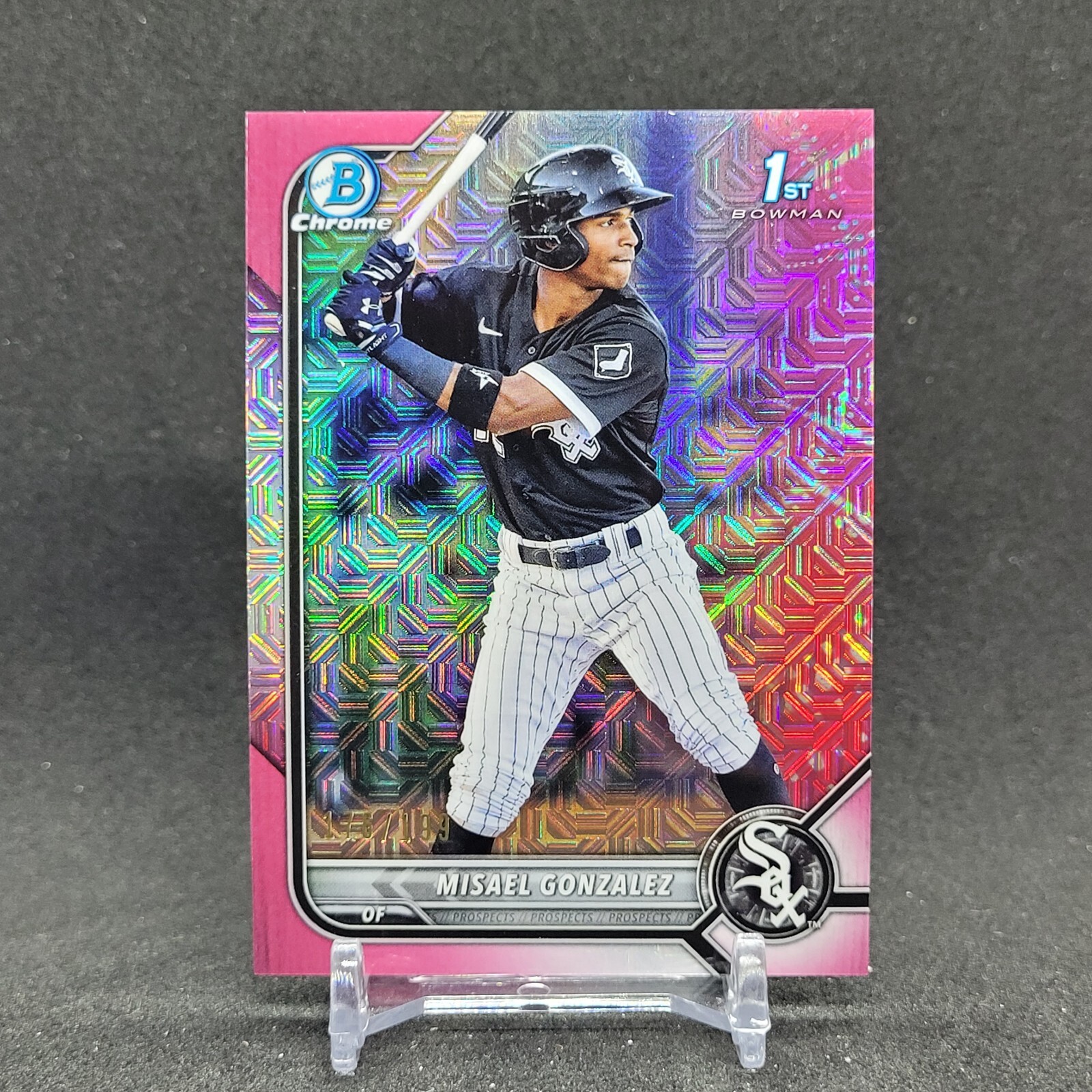 2022 Bowman Chrome Mojo Fuchsia Refractor 1st Misael Gonzalez #/199 White Sox