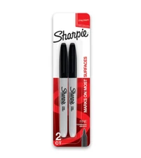 Sharpie Permanent Markers, Fine Point, Black, 2 Count
