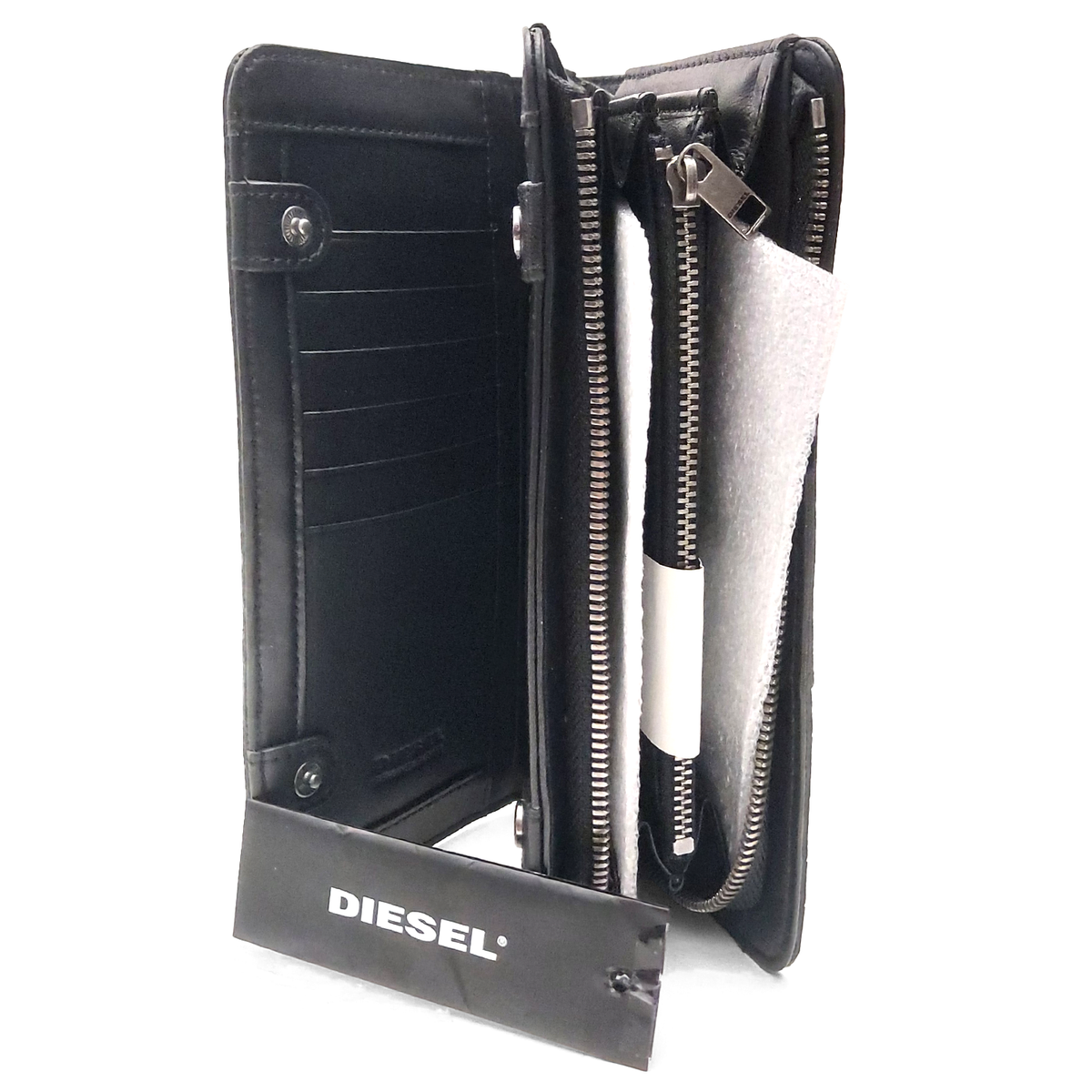 Diesel X03721 B-STAR Black Crocodile Embossed Leather Long Wallet