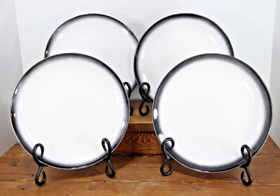LOT of 4 Maxwell Williams CAVIAR GRANITE 8'' Salad Plates  MINT!