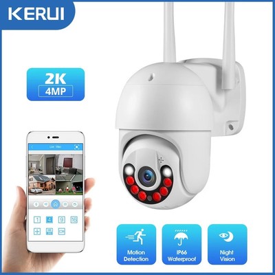 KERUI 2K 4MP Outdoor Full HD Security WIFI IP Kamera Icsee 2,5 Zoll HDD Match