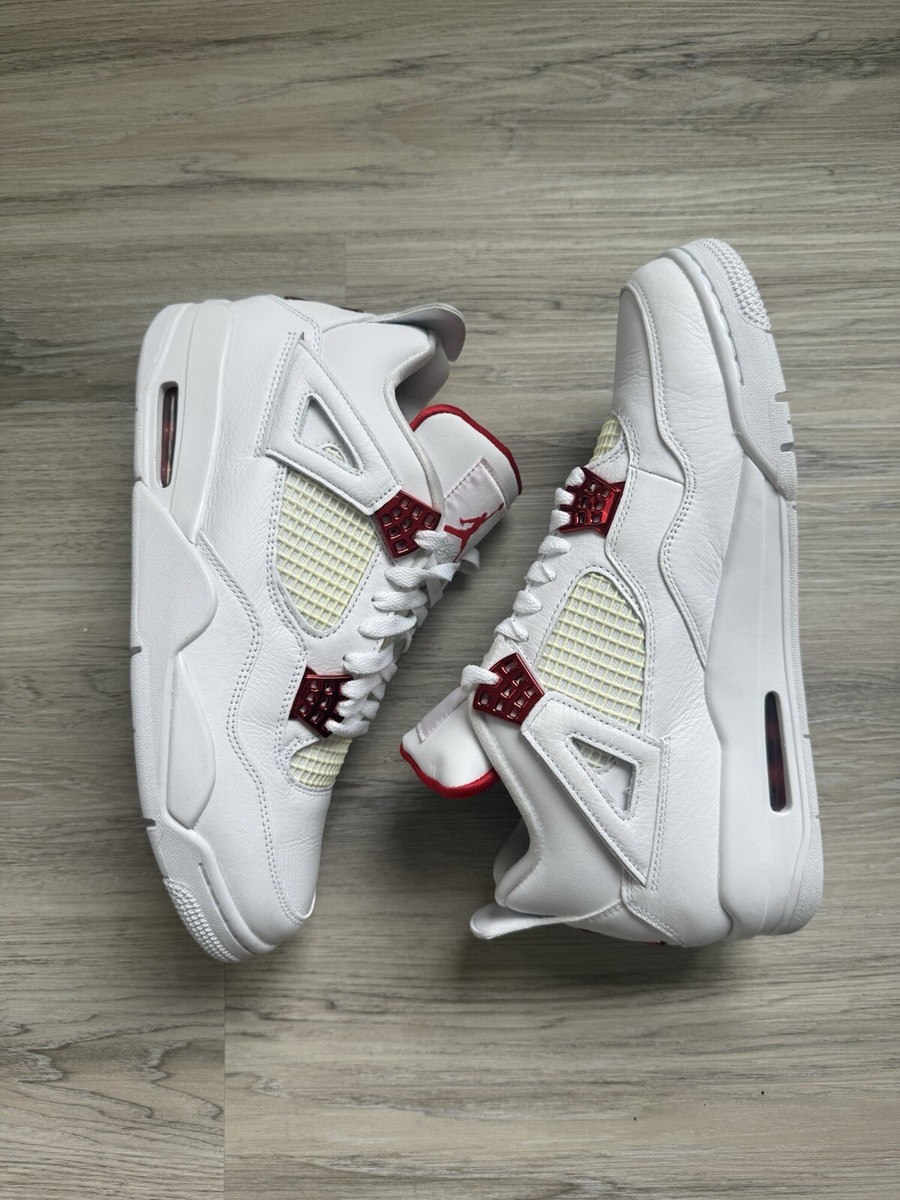 Air Jordan 4 Retro Red Metallic Sneakers Mens 7 White Shoes Athletic Basketball Air Jordan 4  main image 4