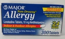 Major Allergy Loratadine 10mg Tablets 300ct -Expiration Date 12-2025