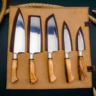 D2 Custom Hand Forged Chef Knife Set Kitchen Knife Set With Leather Roll  Bag