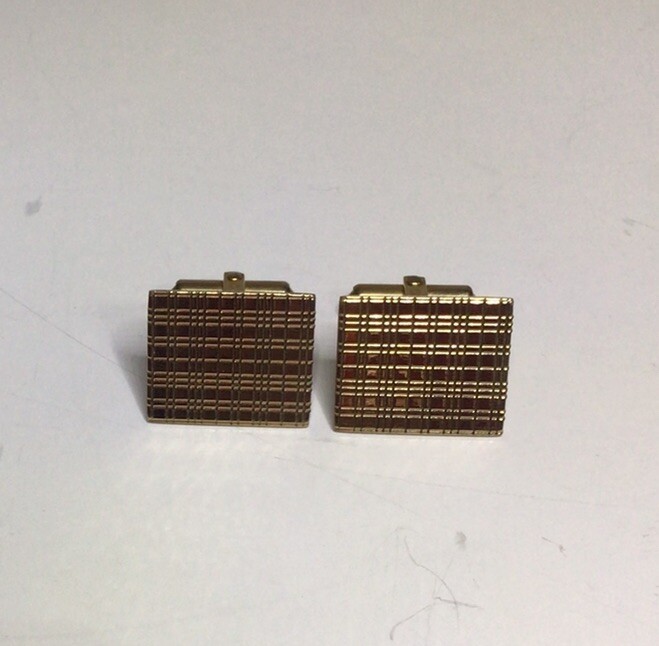 Destino Rectangular Hinged Cufflinks Gold Tone Et… - image 1