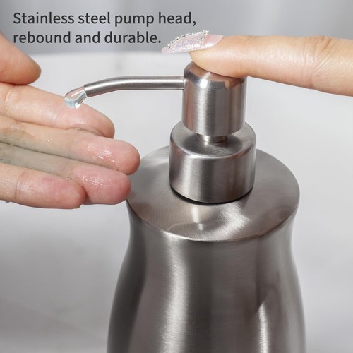 400ml Stainless Steel Hand Soap Dispenser Pump Bottle for Bathroom Kitchen - Picture 2 of 8