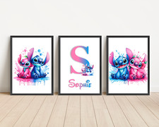 Set Of Personalised Stitch Wall Art Prints Kids Room Poster Gift Prints Only