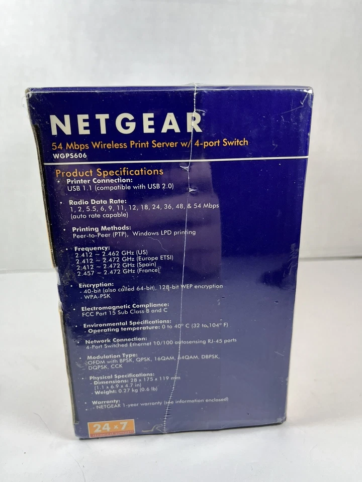 Netgear WGPS606 54 MBPS Wireless Print Server w/ 4 Port Switch NEW SEALED - Image 3 of 4
