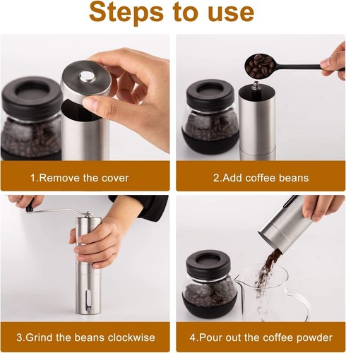 Manual Coffee Bean Grinder Stainless Steel Hand Coffee Mill Ceramic Burr - 第 4/7 張圖片