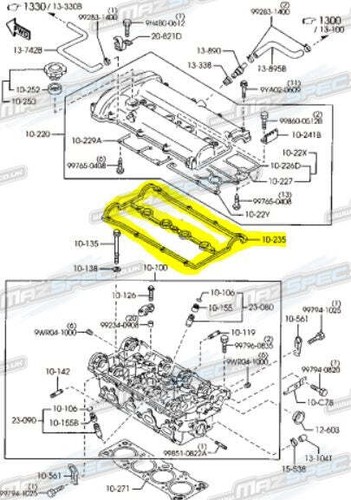Mazda MX5 Camshaft Cover / Rocker Cover Gasket - MX-5 MK1 / MK2 (1.6) (89-05) - Picture 2 of 13