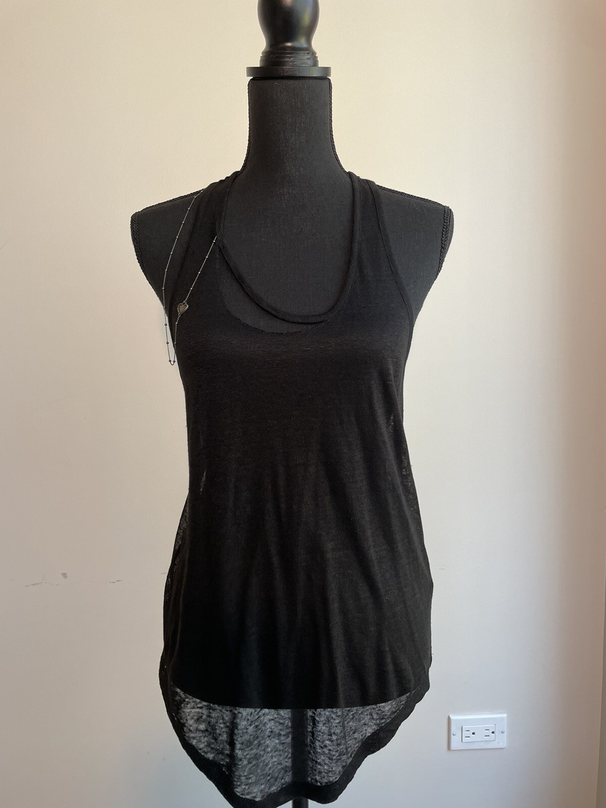 Saint Laurent Collana Serbatoio Maglietta Lino Nero