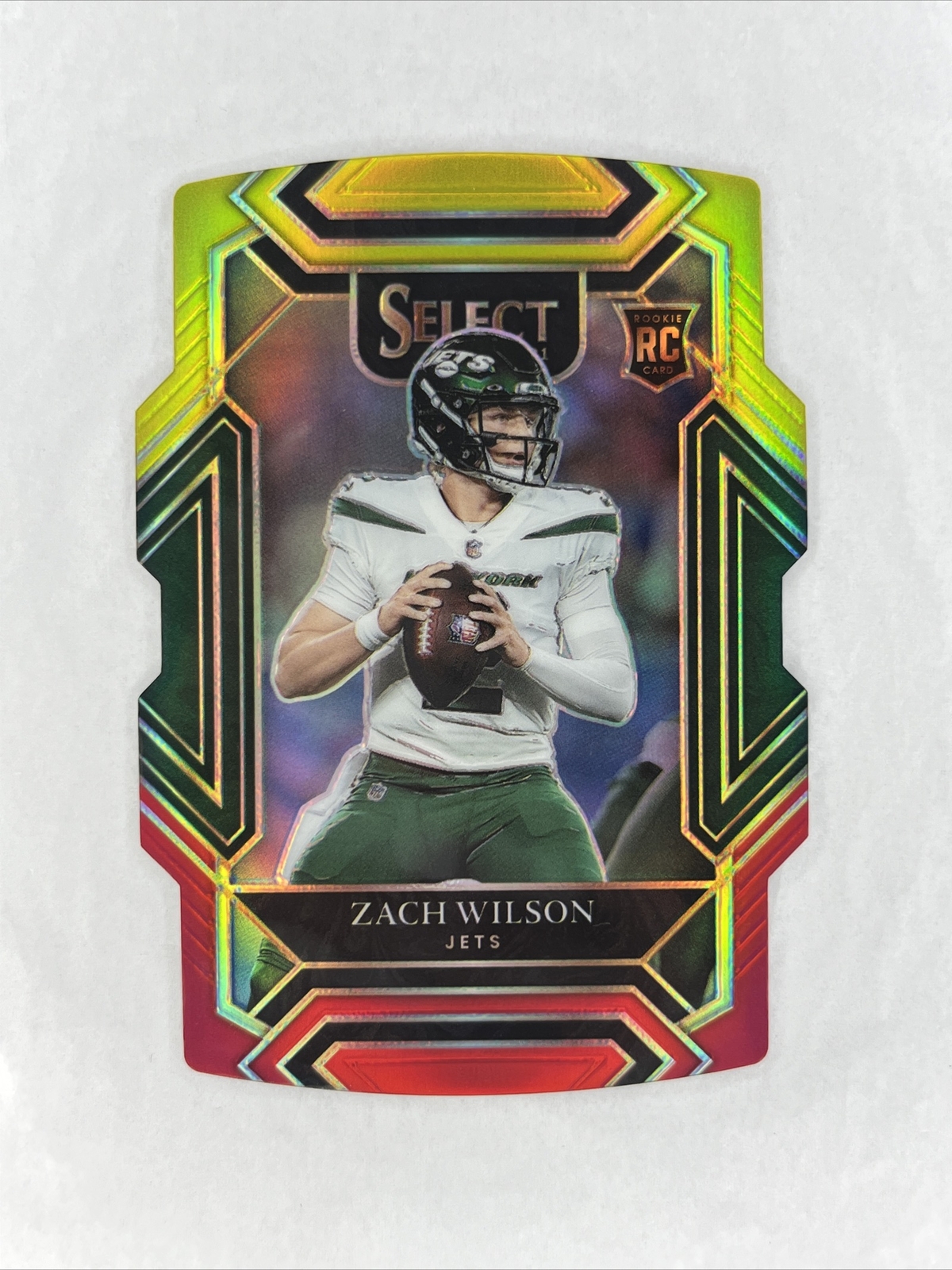 2021 Panini Select Club Level Red & Yellow Prizm Die-Cut Zach Wilson Rookie RC