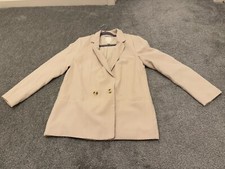 H M Double-breasted Blazer. Shoulder Pads Formal Beige Size 10US - 42EUR