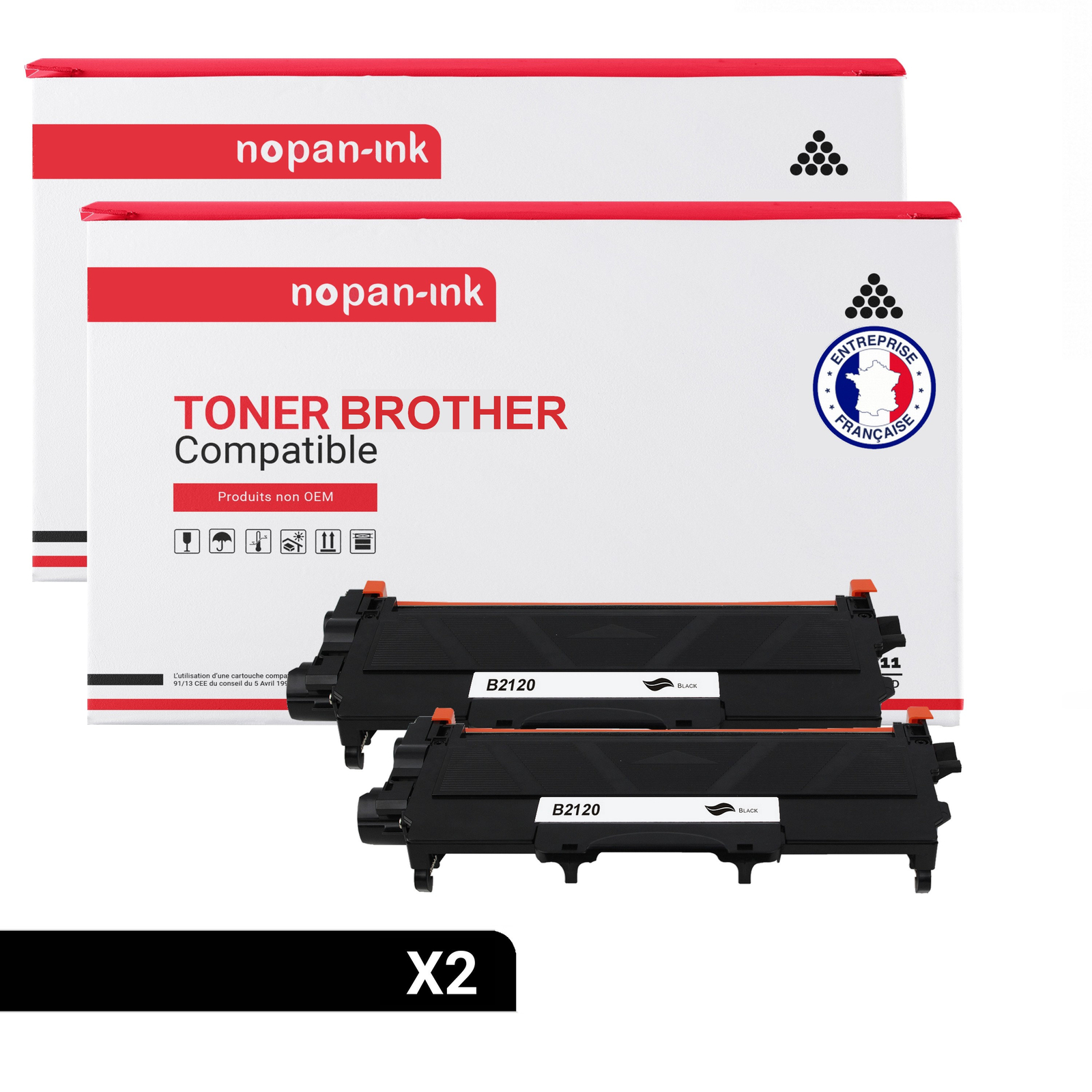 Toner TN2120 noir NOPAN-INK x2 pour éviter les pannes d'impression en plein travail
