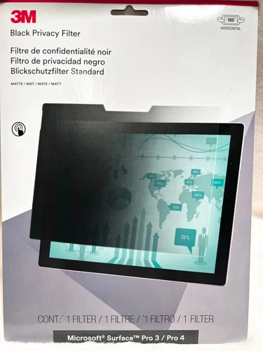 New 3M Black Privacy Filter for Microsoft Surface  Pro 3 Pro 4 PFTMS001
