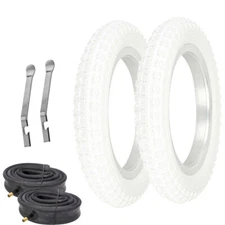 PRO+ BIKE WIRE BEAD 12 1/2 x2 1/4 TIRES WHITE COMP III W/HEAVYDUTY TUBES &LEVERS