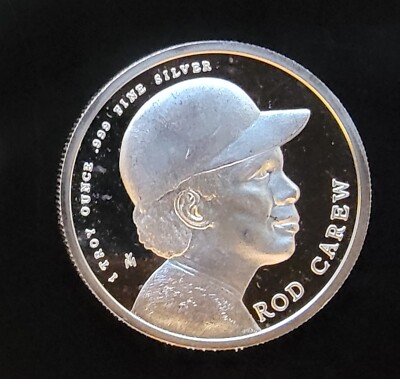 1985 Minnesota Twins Rod Carew 3,000 Hits MLB-999 Silver 1 Oz Ounce Coin Round