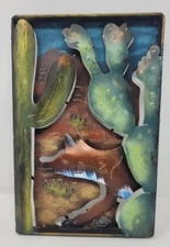 3D Metal Wall Sculpture Art Handmade Fox Nature Southwestern Scene 12"x8"x2"